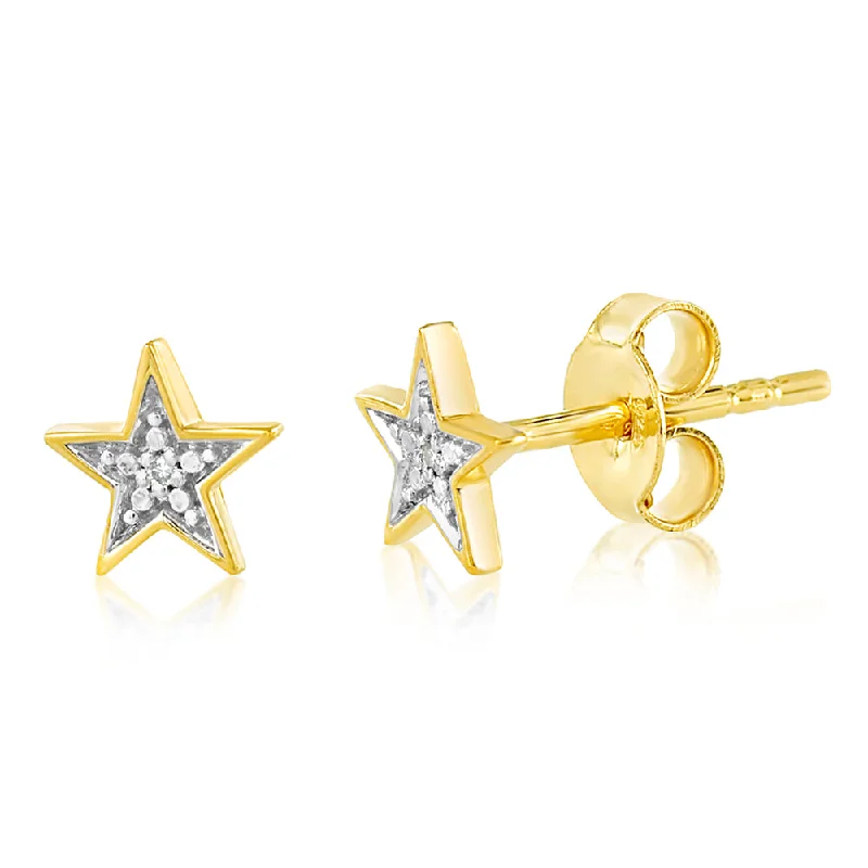 Get The Jewelry You Love At A Price You Love 9ct Yellow Gold Diamond Star Stud Earrings