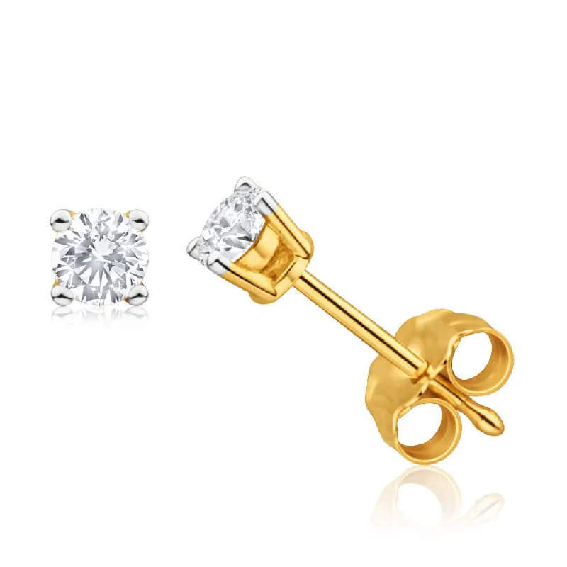 High-Quality Gemstone Jewelry For Special Occasions 9ct Yellow Gold Exquisite Diamond Stud Earrings