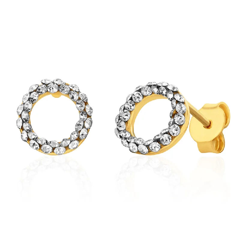 Elevate Your Outfit With Discounted Statement Jewelry 9ct Yellow Gold Filled Open Circle Crystal Stud Earrings