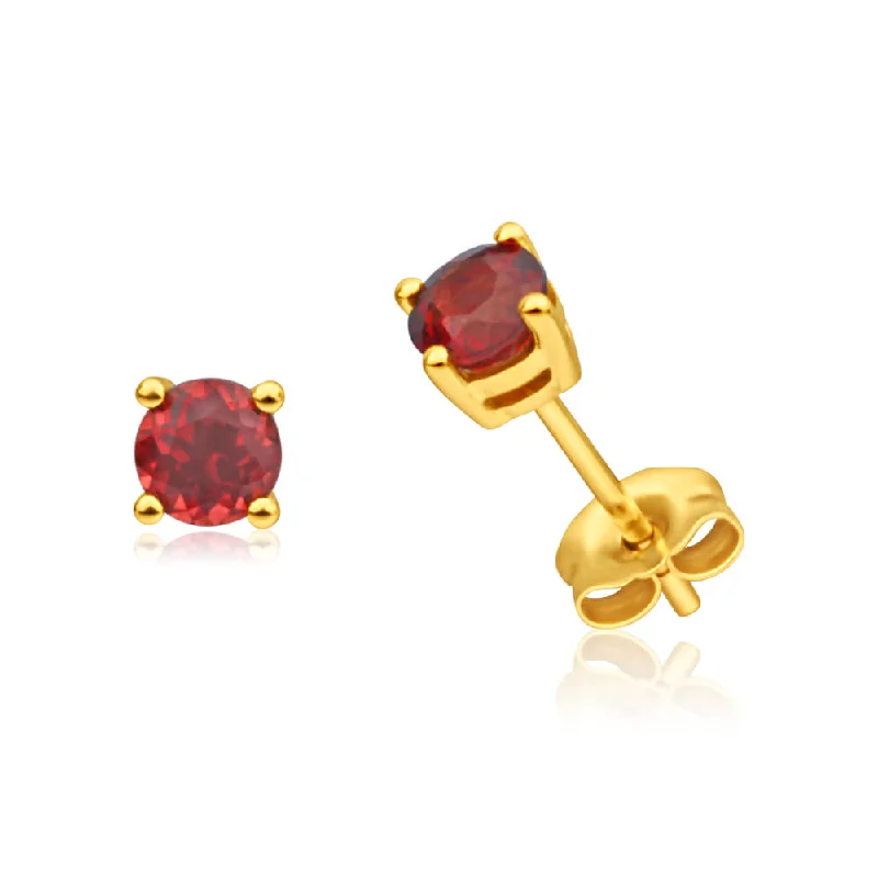 Affordable Elegance – Special Jewelry Sale Now Live 9ct Yellow Gold Garnet 4mm Stud Earrings