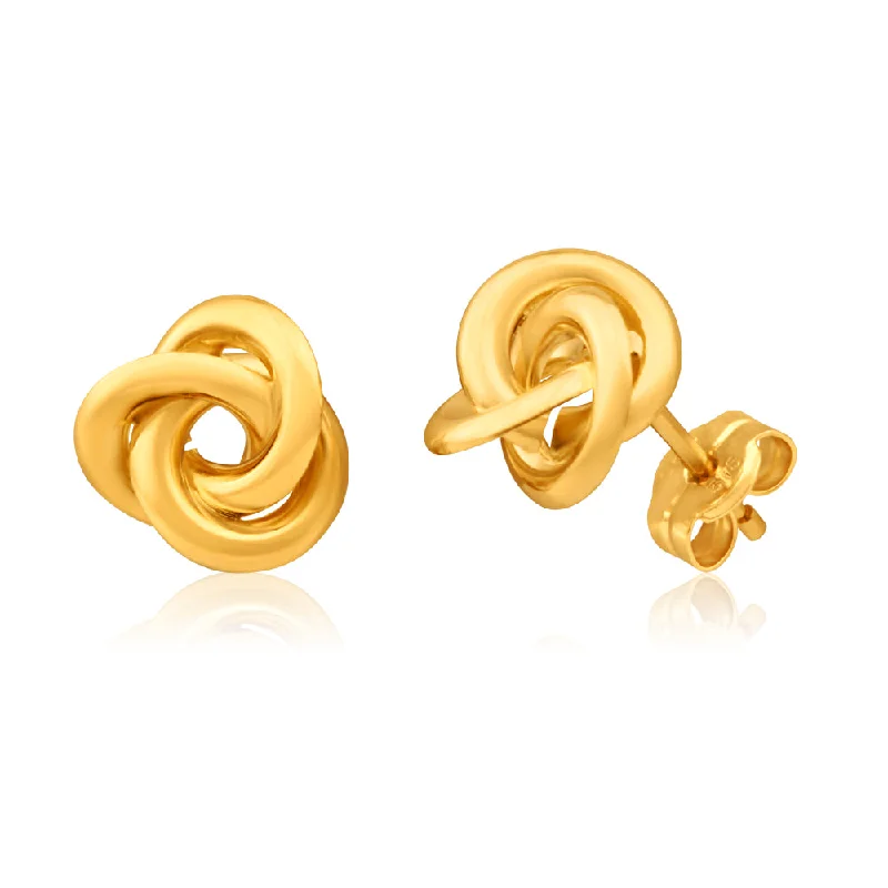 Discounted Jewelry For A Glamorous Look 9ct Yellow Gold Knot Stud Earrings