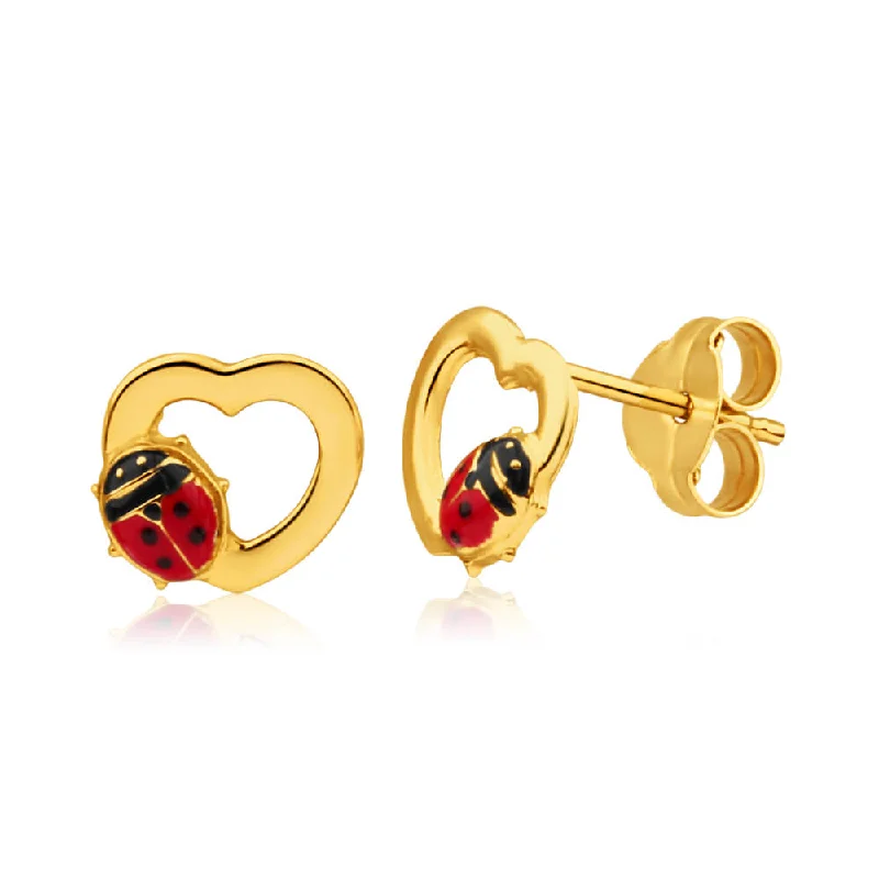 Seasonal Jewelry Clearance – Best Styles At The Lowest Prices 9ct Yellow Gold Ladybird Heart Stud Earrings