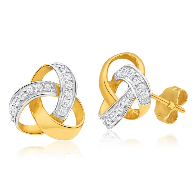 Elegant Jewelry Styles At Budget-Friendly Prices 9ct Yellow Gold Love Knot Diamond Stud Earrings