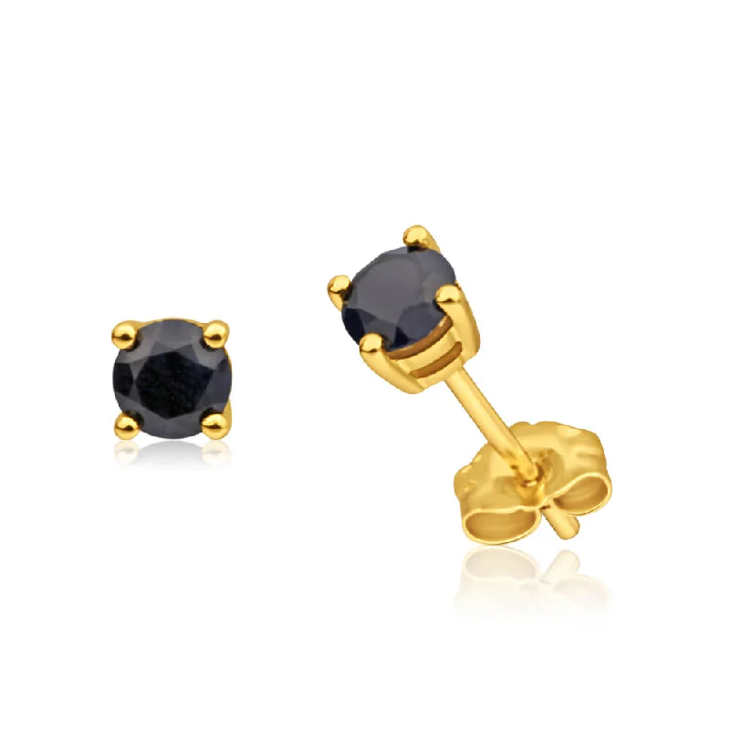 Timeless Jewelry At Special Discount Rates 9ct Yellow Gold Natural Sapphire 4mm Stud Earrings