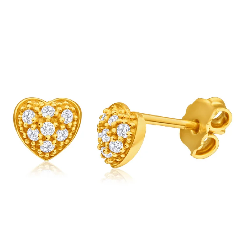 Luxury Jewelry Clearance – Shop Premium Styles Now 9ct Yellow Gold Silver Filled Cubic Zirconia Heart Shape Stud Earrings