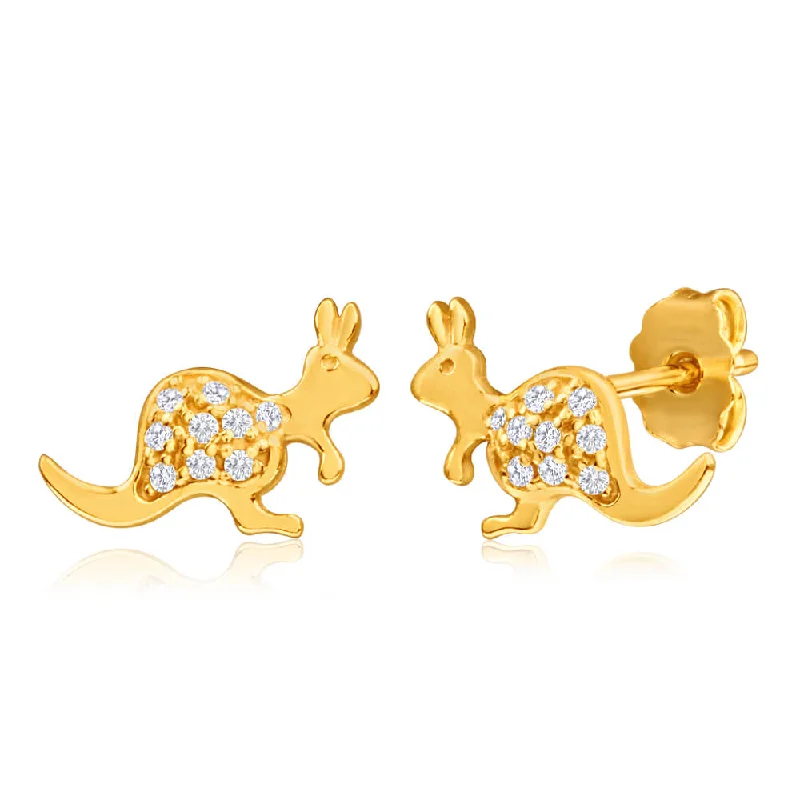 Buy More, Save More – Special Jewelry Discounts 9ct Yellow Gold Silver Filled Cubic Zirconia Kangaroo Shape Stud Earrings