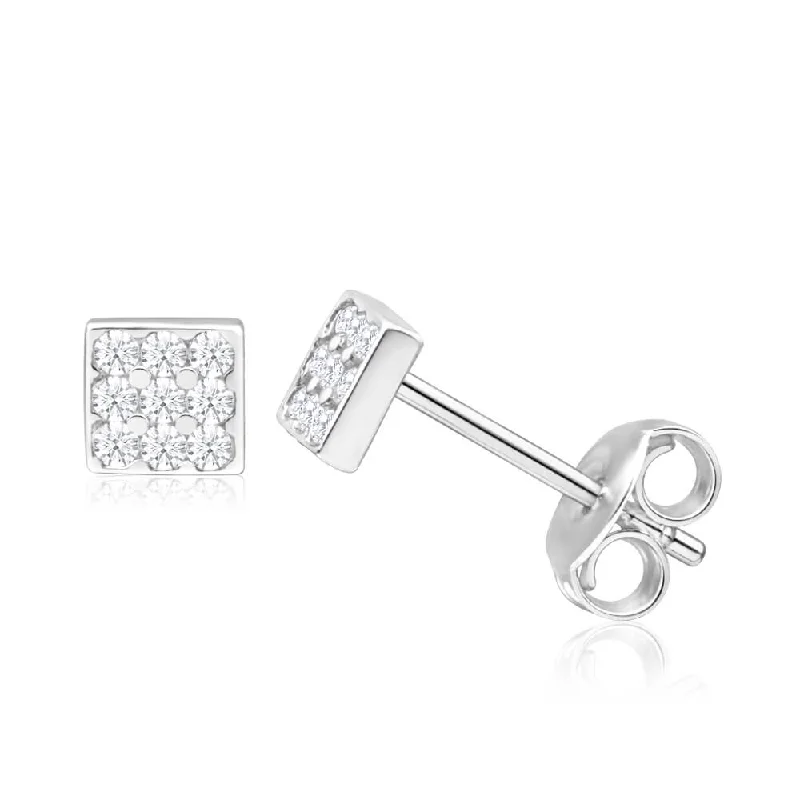 High-End Jewelry, Now More Affordable Than Ever 9ct Yellow Gold Silver Filled Cubic Zirconia Squared Stud Earrings