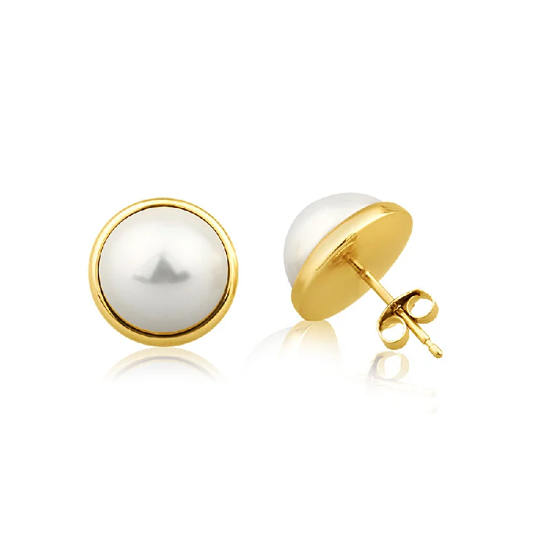 Shop Fine Jewelry With Amazing Deals 9ct Yellow Gold Simulated Pearl Stud Earrings