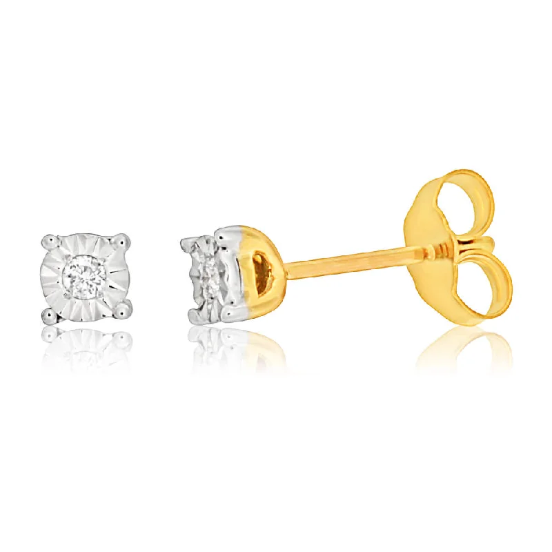 Unmissable Jewelry Sale – Shop Before It's Too Late 9ct Yellow Gold & White Gold Dazzling Diamond Stud Earrings