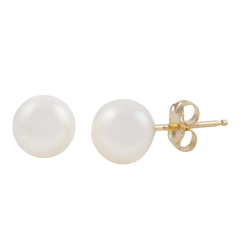 Flash Sale On Stunning Jewelry – Don't Miss Out 9MM Round Pearl Stud Earrings in 14KT Yellow Gold