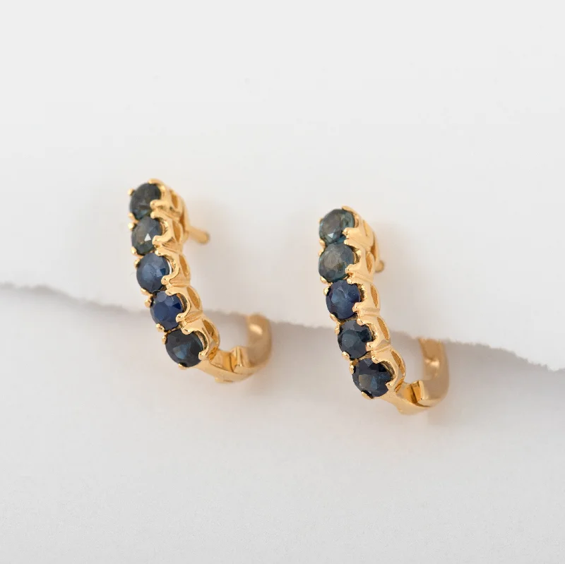 Clara Blue Sapphire Hook Earrings