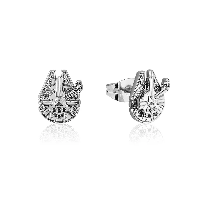 Seasonal Jewelry Deals – Elevate Your Style Disney Star Wars White Gold Plated Millennium Falcon 11mm Stud Earrings