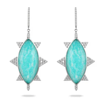 Amazonite and Diamond Earrings