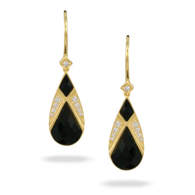 Black Onyx and Diamond Earrings