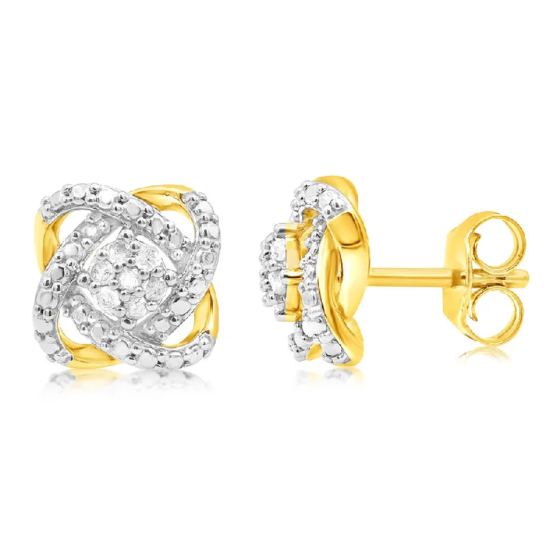 Stunning Jewelry Pieces At The Lowest Prices Ever Gold Plated Sterling Silver Stud Earrings in 1/5 Carat Natural Diamonds