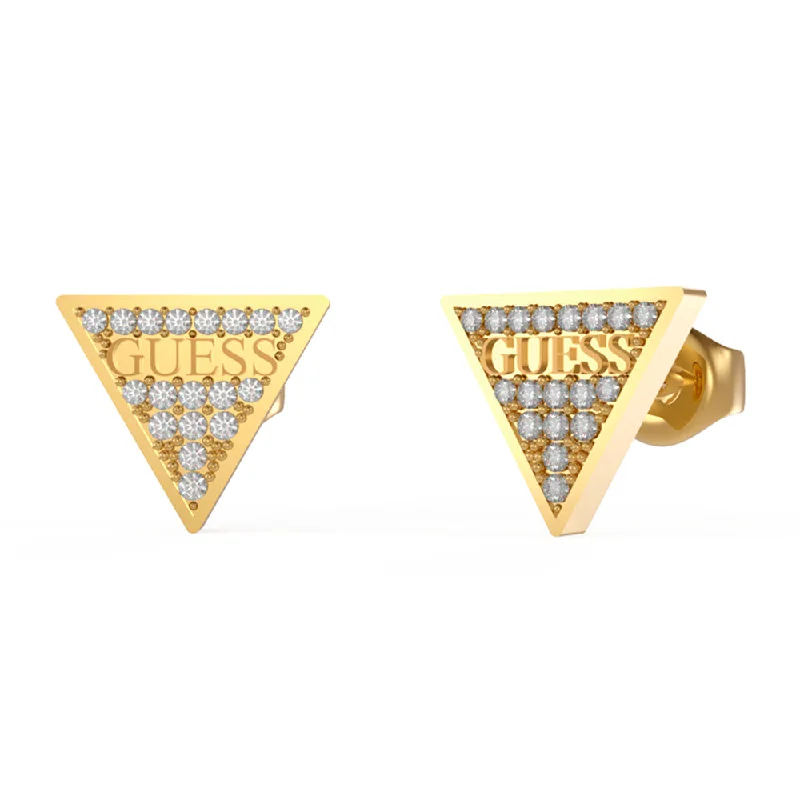 Huge Markdowns On Premium Jewelry Styles Guess Gold Plated 11mm Pave Logo Triangle Stud Earrings