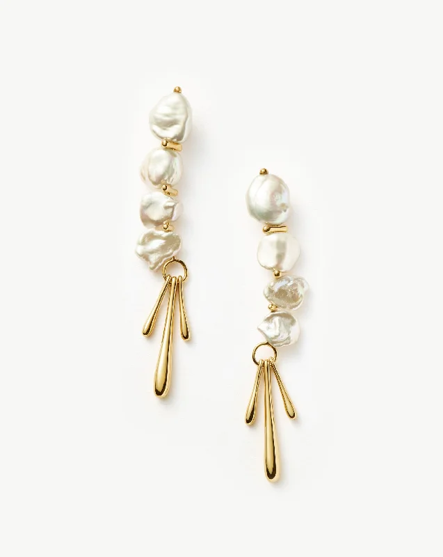 Keshi Pearl Sculptural Drop Earrings | 18ct Gold Plated/Pearl