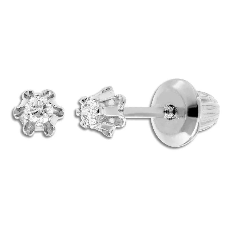 Best-Selling Jewelry Now Available At Special Deals Kiddie Kraft 14KT White Gold 1/12 CTW Round Diamond Childrens Stud Earrings