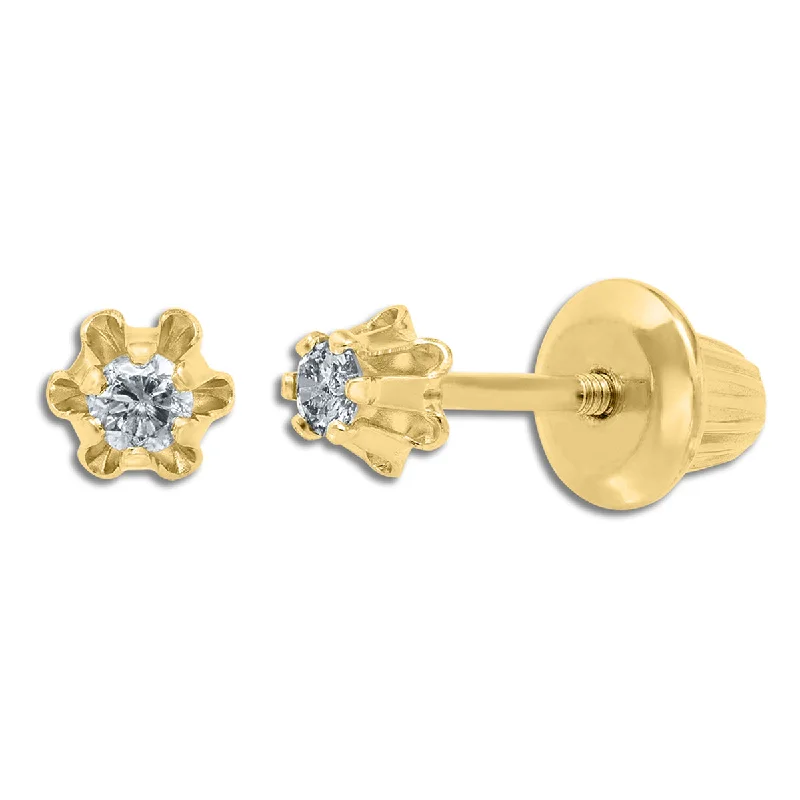 Exclusive Jewelry Discounts – Shop Now For Savings Kiddie Kraft 14KT Yellow Gold 1/12 CTW Round Diamond Childrens Stud Earrings