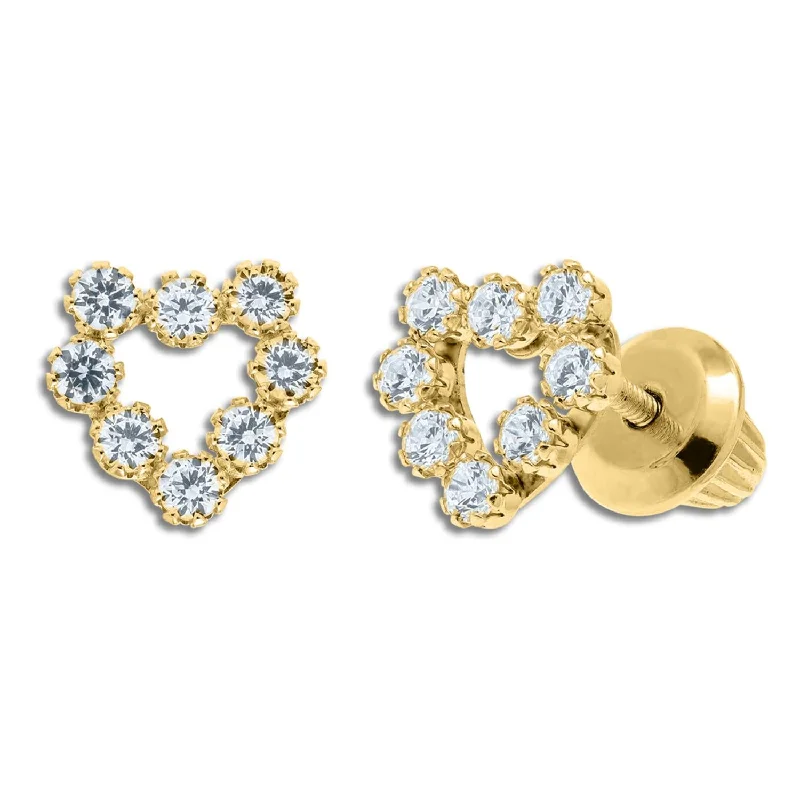 Unique Jewelry Designs Now At Discounted Rates Kiddie Kraft 14KT Yellow Gold Childrens Heart Stud Earrings