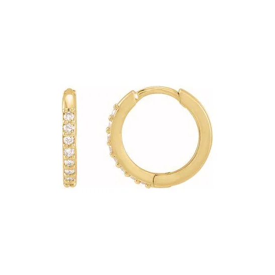 Mini Gold Hoop With Pave Diamond