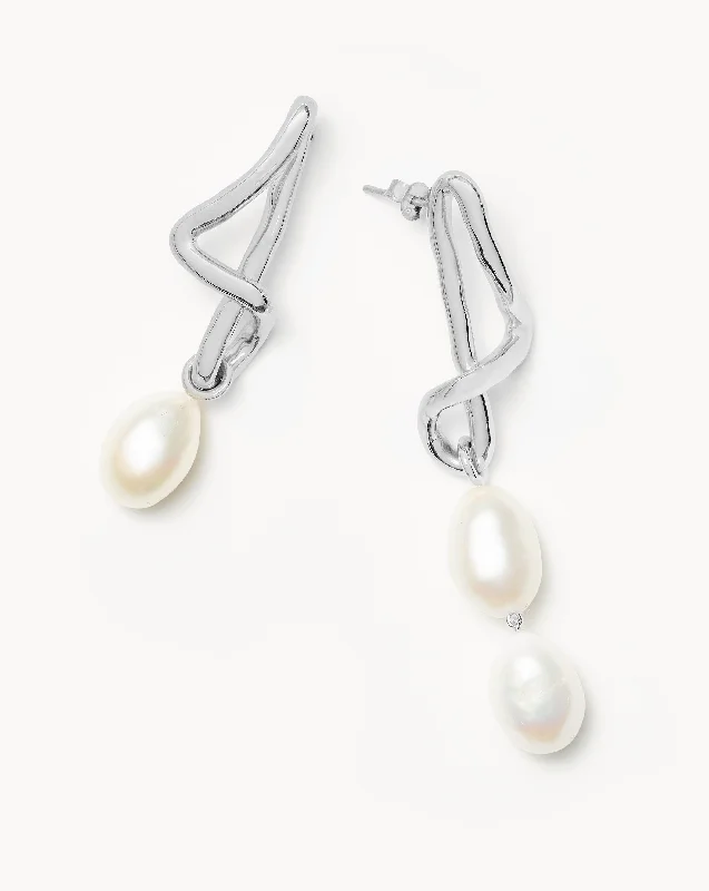 Molten Baroque Pearl Mismatch Drop Earrings