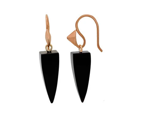 Onyx Bullet Drops & 14K Gold Thorn Hook Earrings