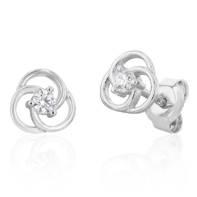 Shop Elegant Jewelry At Unbeatable Prices Rhodium Plated Cubic Zirconia Flower 7mm Stud Earrings