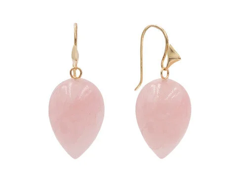 Rose Quartz Drops & Gold Thorn Hook Earrings