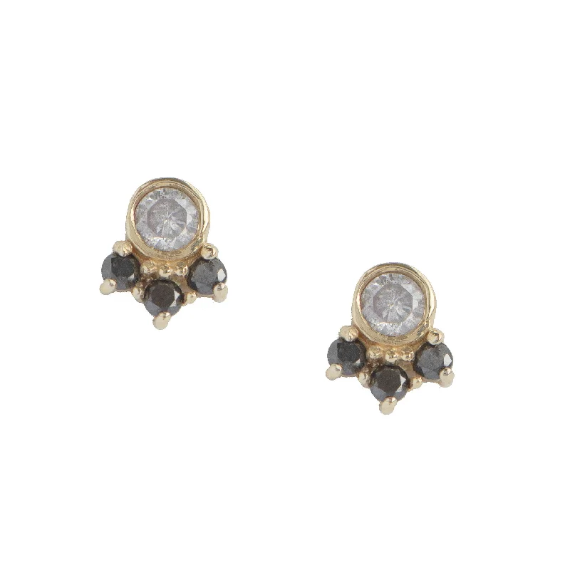 Round Diamond Cluster Stud Earring