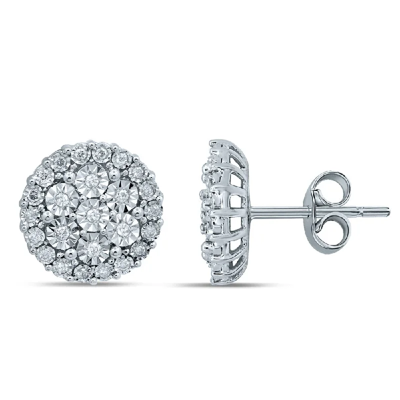 Elegant Jewelry, Affordable Luxury – Shop Now Silver 1/4 Carat Diamond Stud Earrings with 50 Brilliant Diamonds