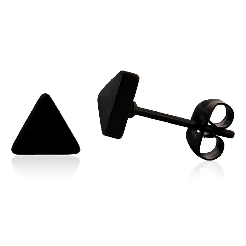 Limited-Stock Jewelry Sale – Once It's Gone, It's Gone Stainless Steel Black Triangle 6X6.5mm Stud Earrings