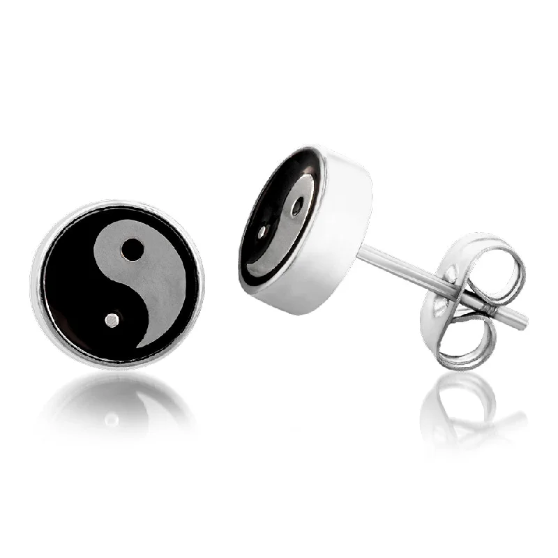 Bohemian-Inspired Jewelry For Free-Spirited Fashion Stainless Steel Ying Yang 8mm Stud Earrings