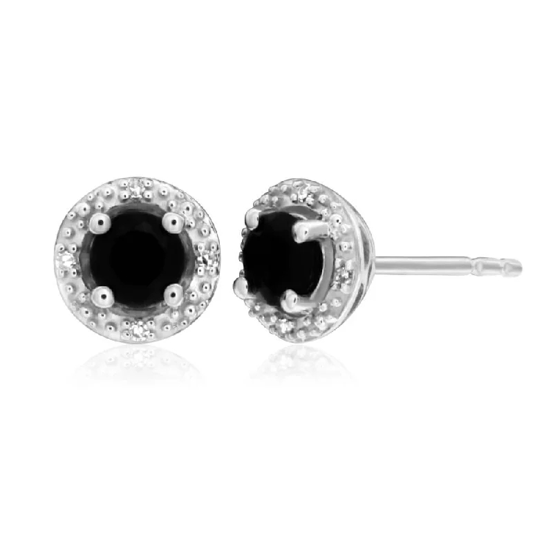 Sparkle On A Budget – Fine Jewelry For Less Sterling Silver 4mm Natural Sapphire & Diamond Stud Earrings