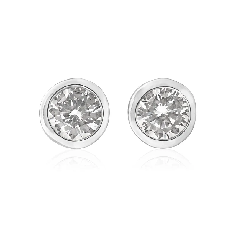 Last Chance To Grab Your Favorite Jewelry At A Discount Sterling Silver 4mm Zirconia Bezel Set Stud Earrings