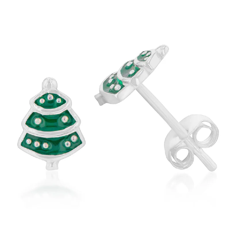 Exclusive Jewelry Offers – Sparkle For Less Sterling Silver Christmas Tree Stud Earrings