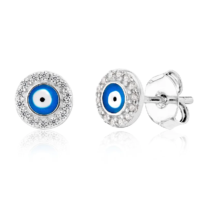 Flash Jewelry Sale – Get Stunning Pieces At Low Prices Sterling Silver Cubic Zirconia Evil Eye In Circle Stud Earrings