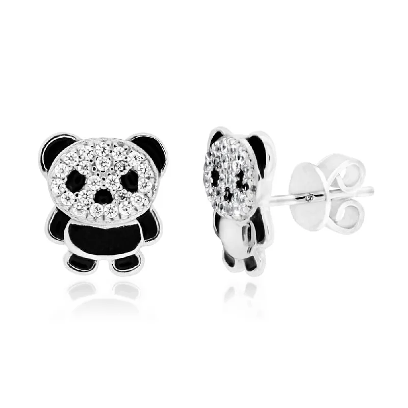 Gorgeous Jewelry, Limited-Time Savings Sterling Silver Cubic Zirconia Fancy Panda Stud Earrings