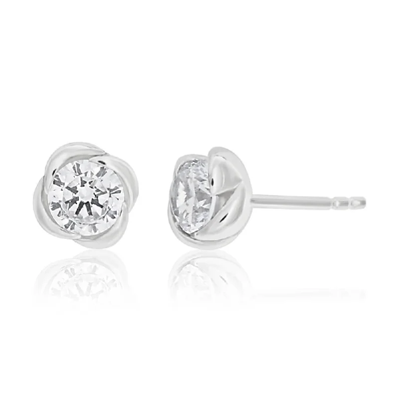 Get The Best Deals On Timeless Jewelry Pieces Sterling Silver Cubic Zirconia Flower Stud Earrings