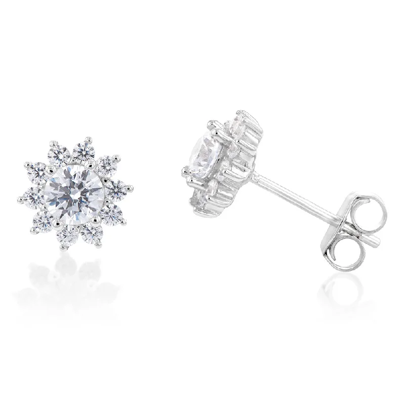 Save On Luxury Jewelry Pieces – Limited-Time Offers Sterling Silver Cubic Zirconia Flower Stud Earrings