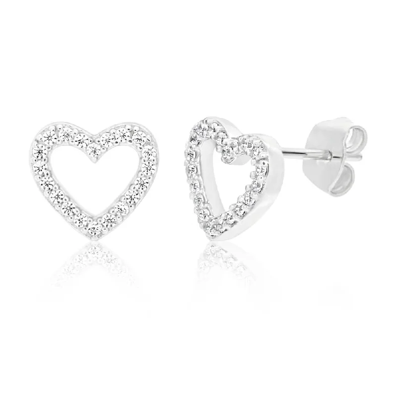 Personalized Jewelry Sale – Meaningful Gifts At Great Prices Sterling Silver Cubic Zirconia Open Heart Stud Earrings