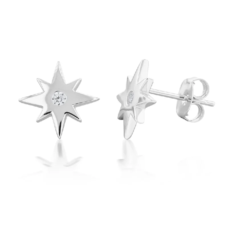 Get Ready To Sparkle – Special Jewelry Discounts Sterling Silver Cubic Zirconia Star Stud Earrings