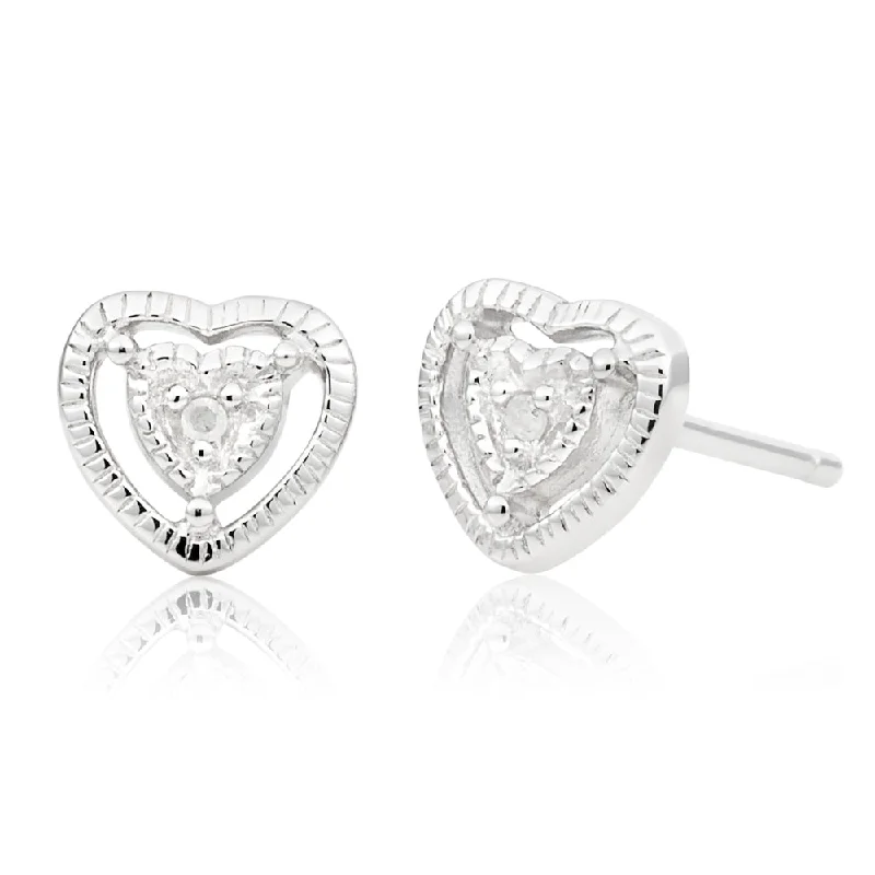 Exclusive Jewelry Markdowns – Limited-Time Offer Sterling Silver Diamond Heart Stud Earrings