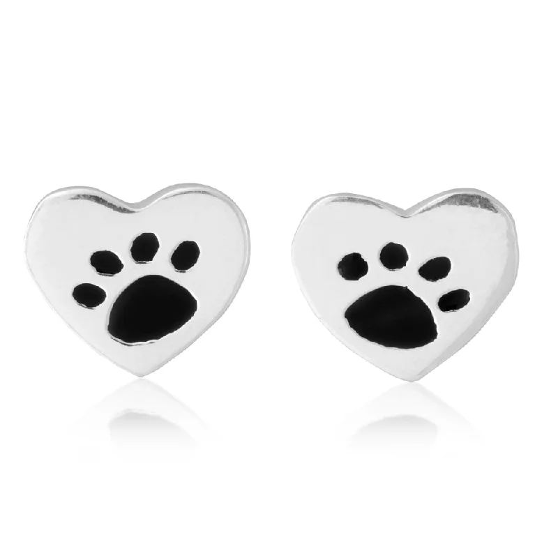 Exclusive Jewelry Offers – Sparkle For Less Sterling Silver Heart with Paw Print Stud Earrings