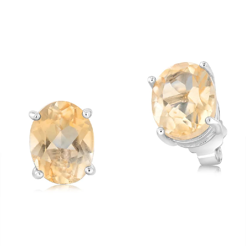 Shop Dazzling Jewelry At The Best Prices Sterling Silver Oval Citrine Stud Earrings