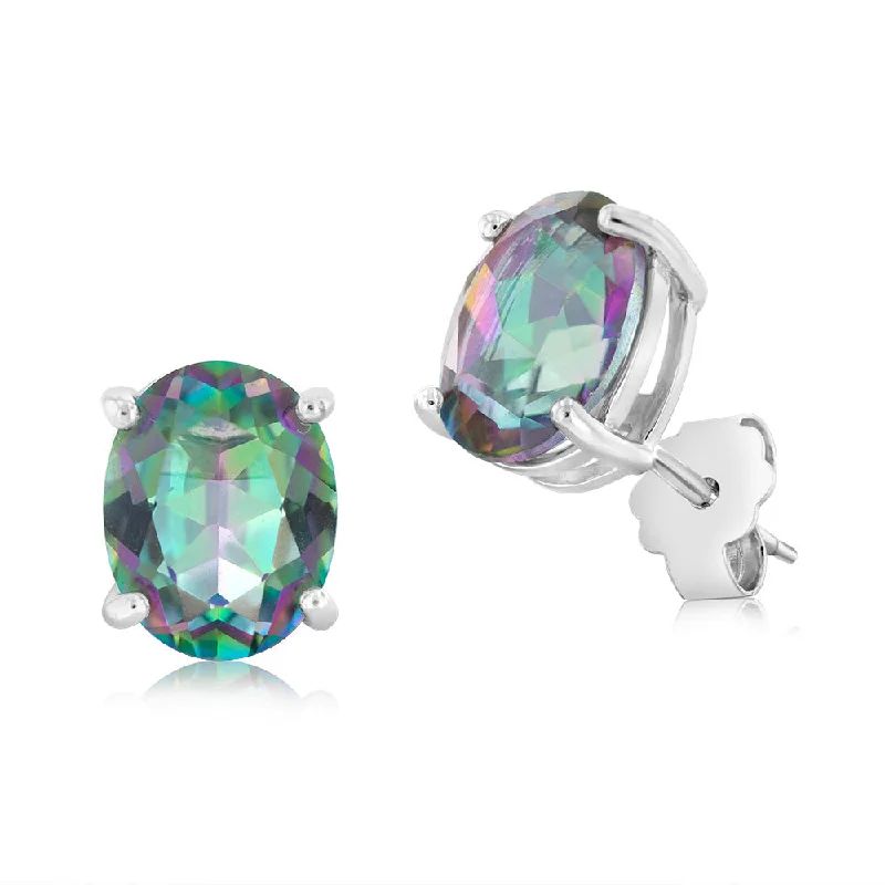 Premium Jewelry Now Available At Special Discounts Sterling Silver Oval Mystic Quartz Stud Earrings