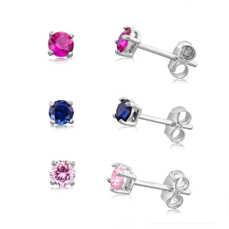 Flash Sale On Elegant Jewelry – Don't Miss Out Sterling Silver Pink Sapphire And Ruby 4mm Stone Stud Earrings