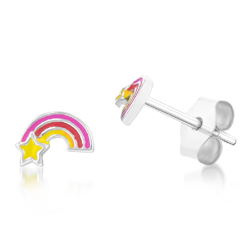 Get Your Favorite Jewelry At The Best Price Sterling Silver Rainbow And Star Stud Earrings