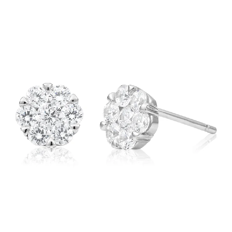 Must-Have Jewelry Pieces At Reduced Prices Sterling Silver Rhodium Plated Cubic Zirconia Flower Stud Earrings