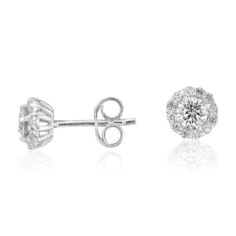 Premium Jewelry Now Available At Special Discounts Sterling Silver Zirconia Round Stud Earrings